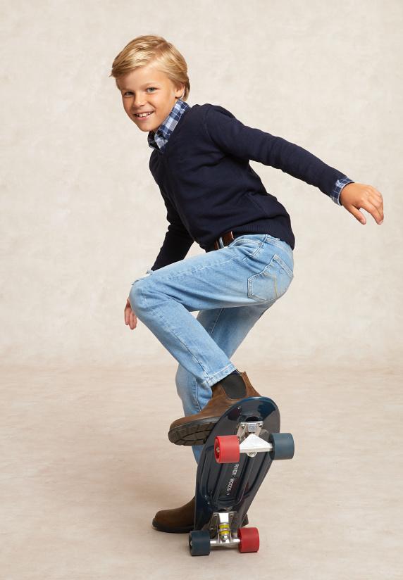 River Woods Custom Fit Katoenen V-hals Trui Navy