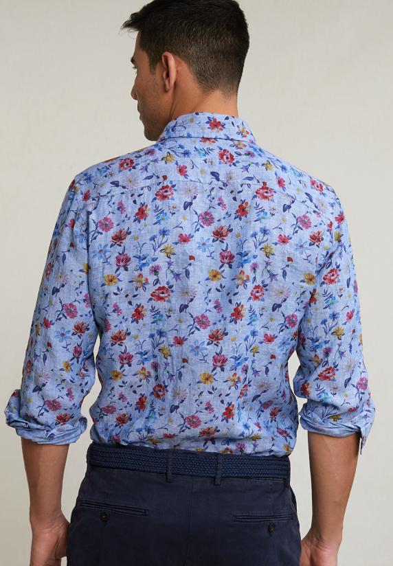 River Woods Custom Fit Linnen Gebloemd Hemd Multi