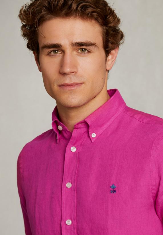 River Woods Custom Fit Linnen Hemd Amaranth