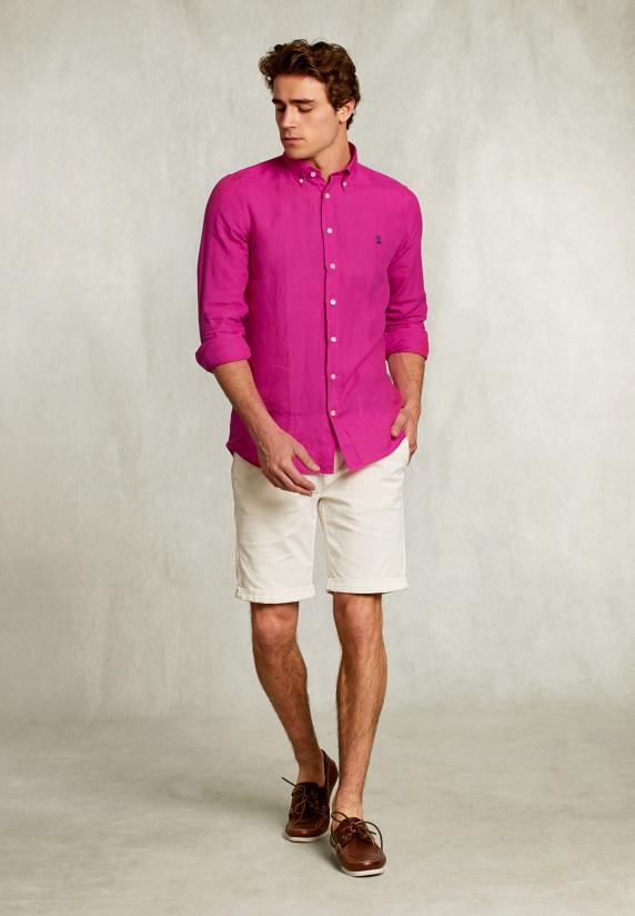 River Woods Custom Fit Linnen Hemd Amaranth