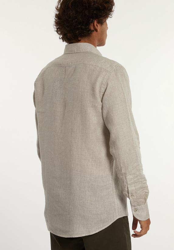 River Woods Custom Fit Linnen Hemd Beige