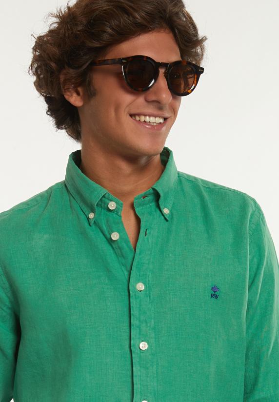 River Woods Custom Fit Linnen Hemd Belize Green