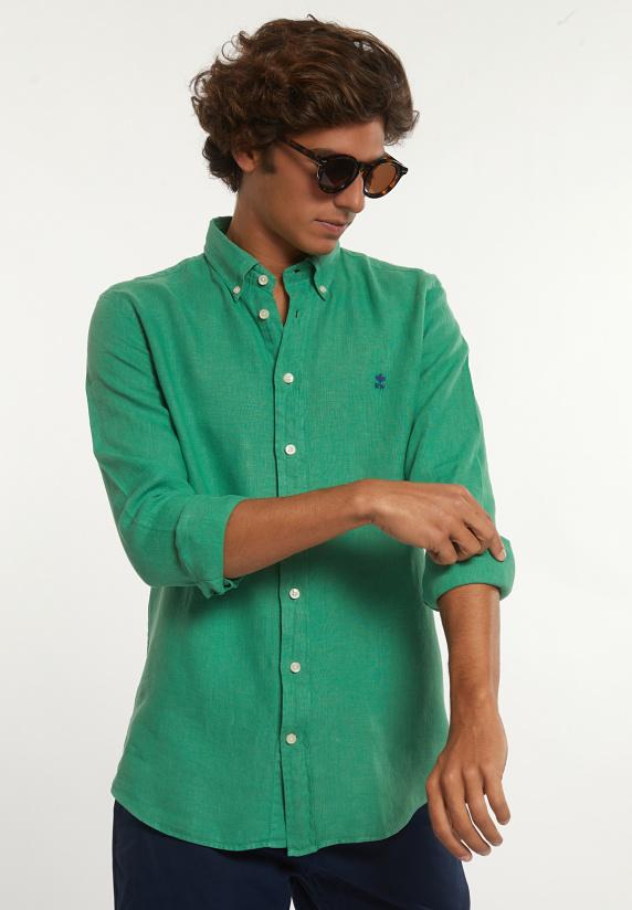 River Woods Custom Fit Linnen Hemd Belize Green