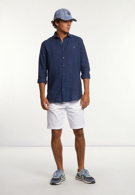 River Woods Custom Fit Linnen Hemd Blauw