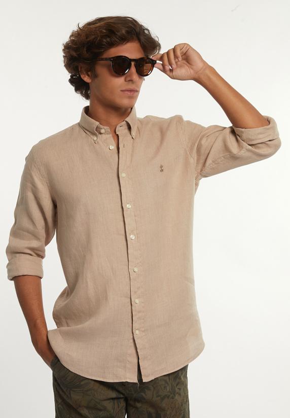 river woods Custom fit linnen hemd cafe au lait