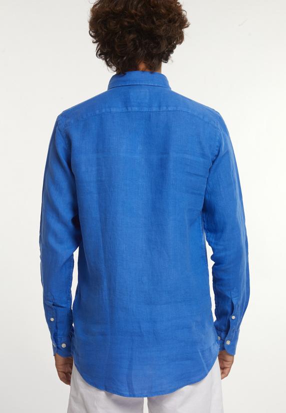 River Woods Custom Fit Linnen Hemd Evening Blue