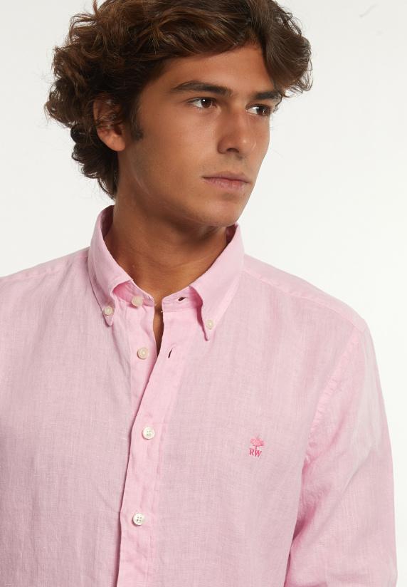 River Woods Custom Fit Linnen Hemd Flamingo