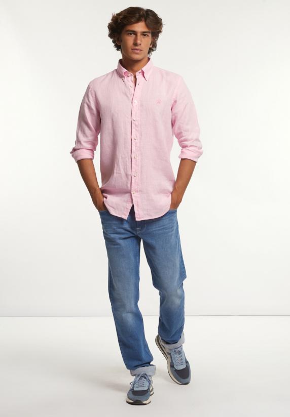 River Woods Custom Fit Linnen Hemd Flamingo