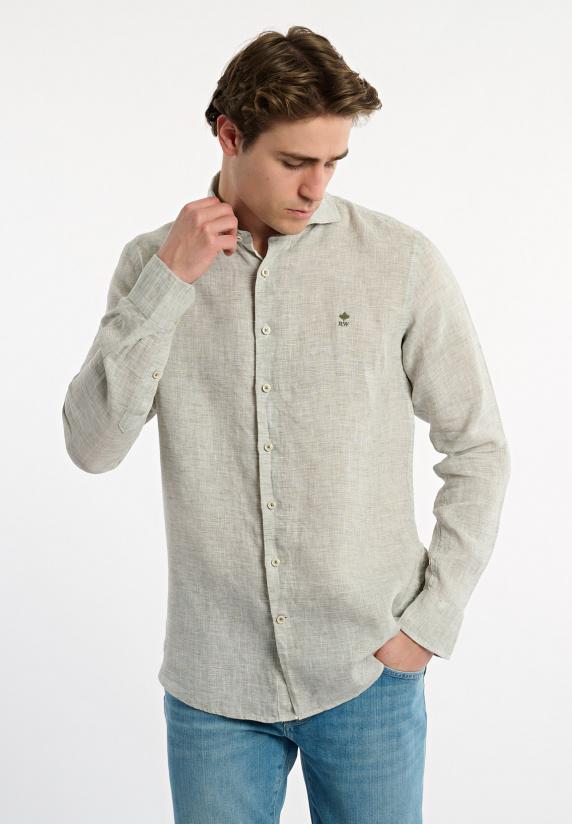 River Woods Custom Fit Linnen Hemd Groen