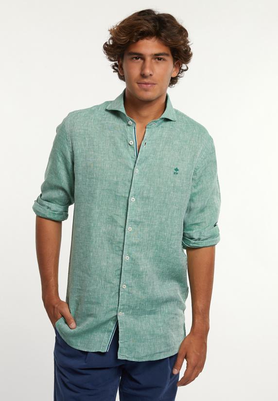 river woods Custom fit linnen hemd groen