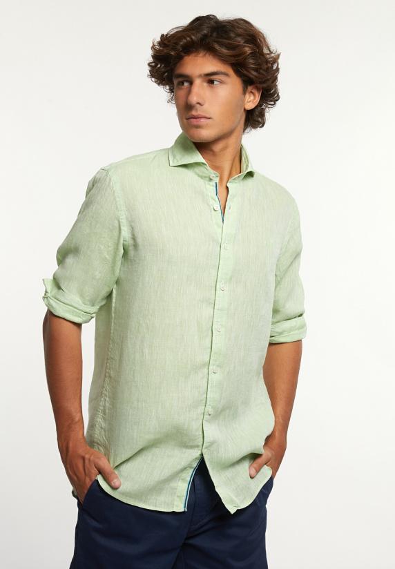 river woods Custom fit linnen hemd groen