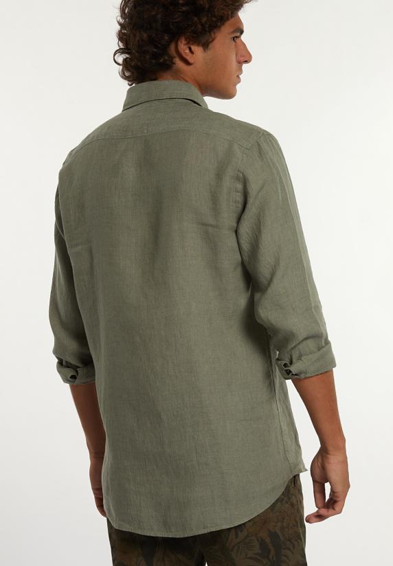 River Woods Custom Fit Linnen Hemd Kaki