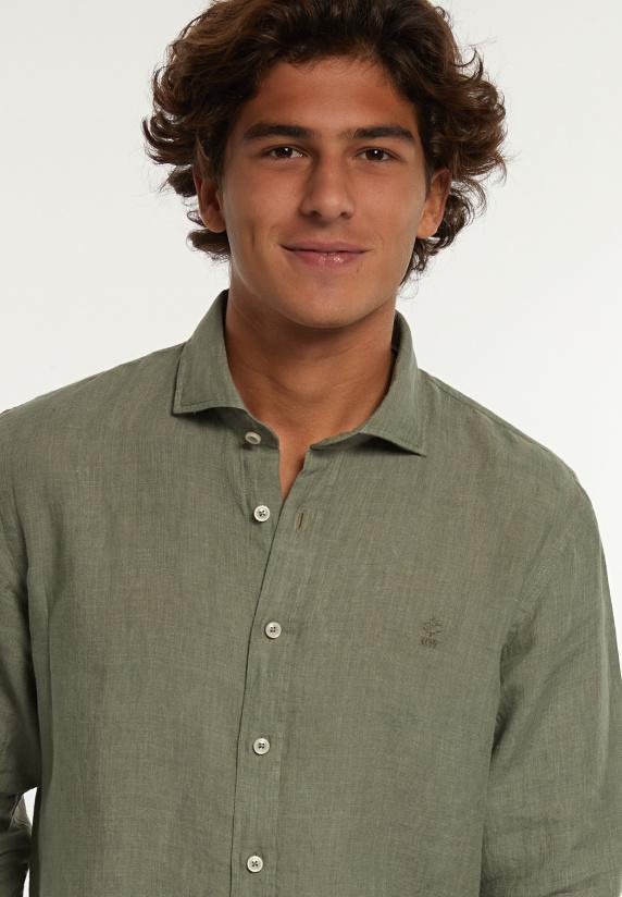 River Woods Custom Fit Linnen Hemd Kaki