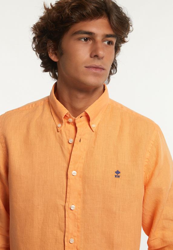 River Woods Custom Fit Linnen Hemd Peach