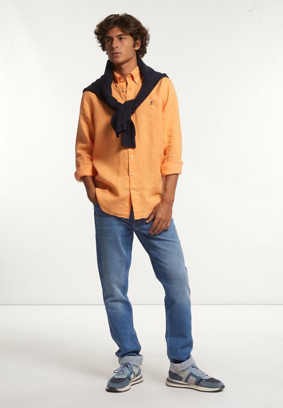 River Woods Custom Fit Linnen Hemd Peach