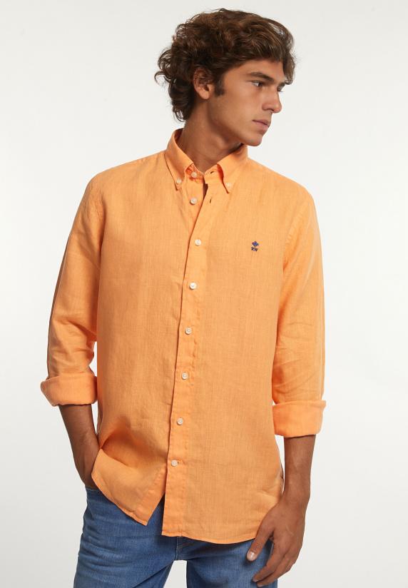 river woods Custom fit linnen hemd peach