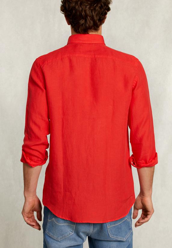 River Woods Custom Fit Linnen Hemd Pomegranate