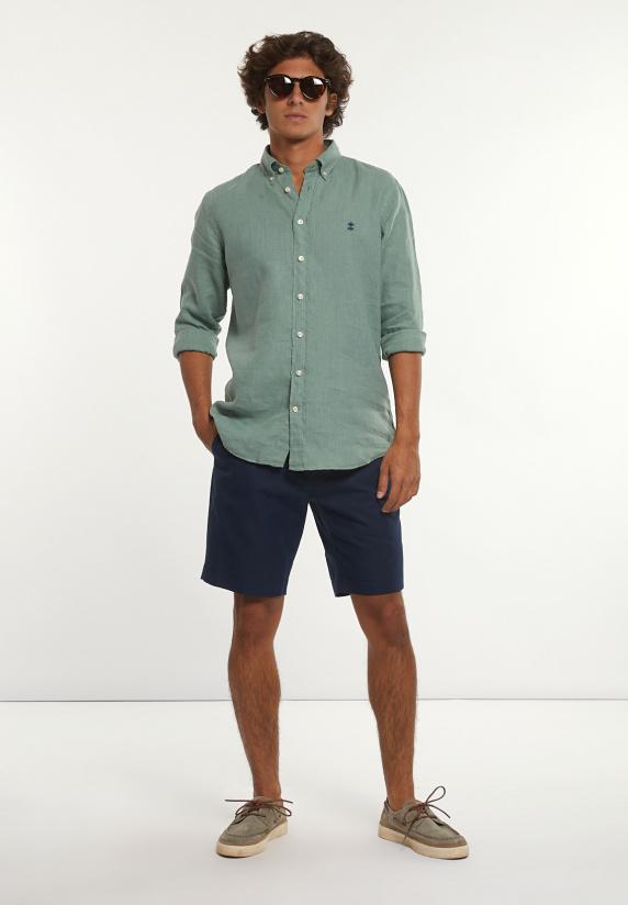 River Woods Custom Fit Linnen Hemd Safari Green