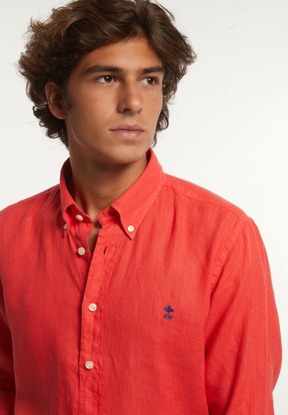 River Woods Custom Fit Linnen Hemd Stanford Red