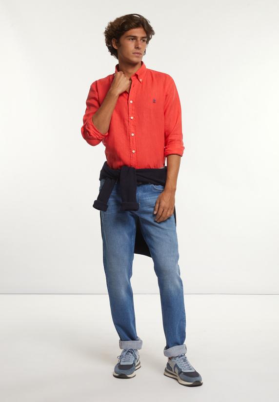 River Woods Custom Fit Linnen Hemd Stanford Red