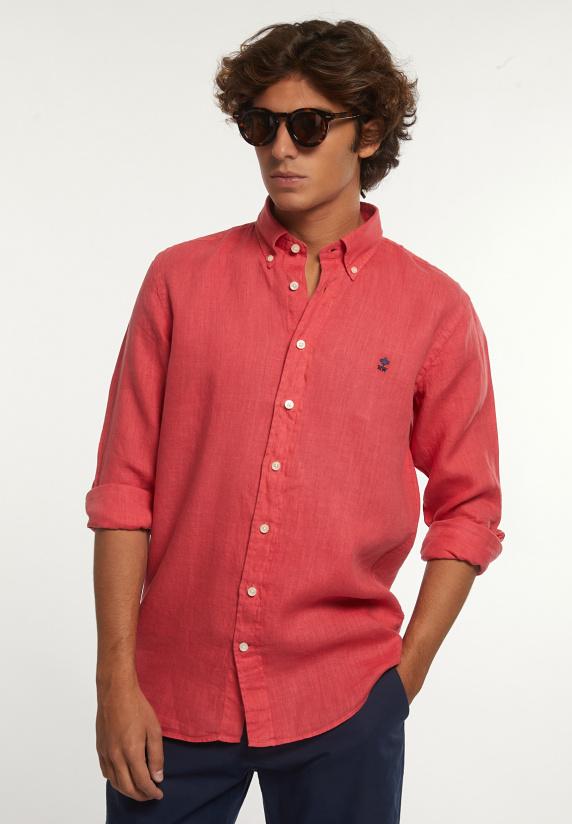 river woods Custom fit linnen hemd sunset