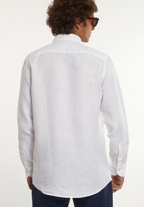 River Woods Custom Fit Linnen Hemd Wit