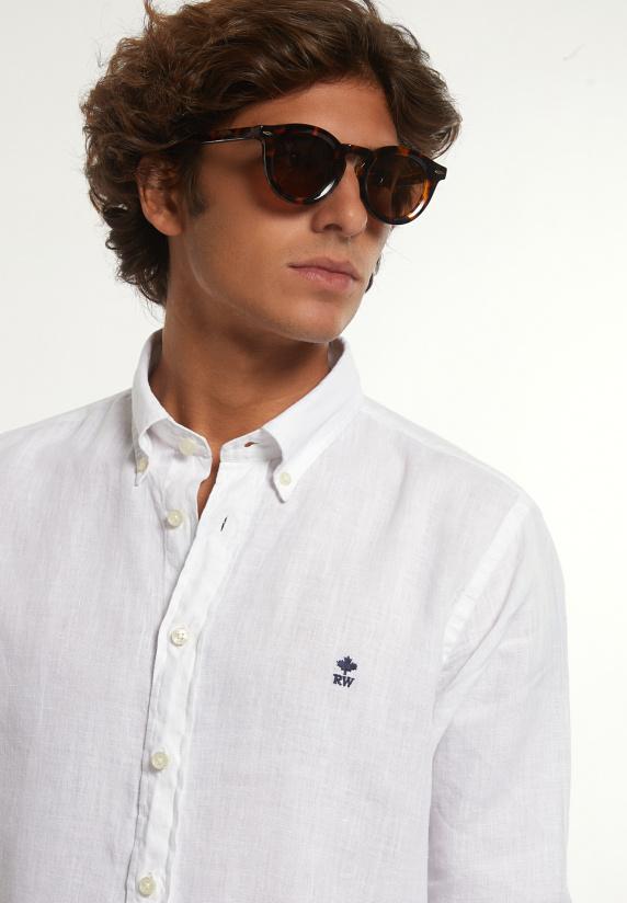 River Woods Custom Fit Linnen Hemd Wit