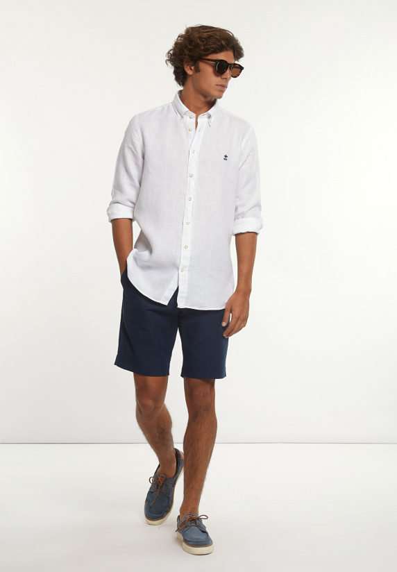 River Woods Custom Fit Linnen Hemd Wit