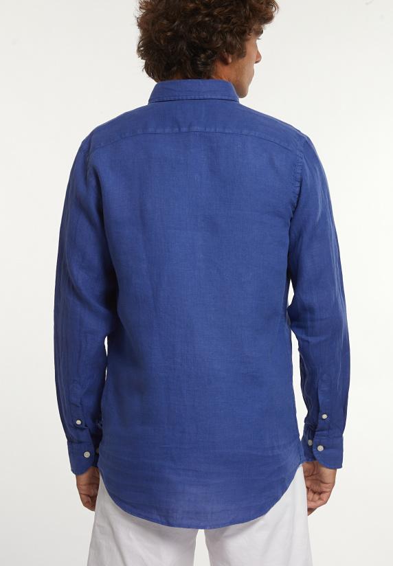 River Woods Custom Fit Linnen Hemd Yale Blue