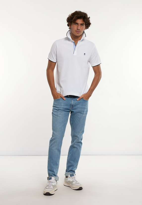 River Woods Custom Fit Lux Fancy Piqué Polo Wit