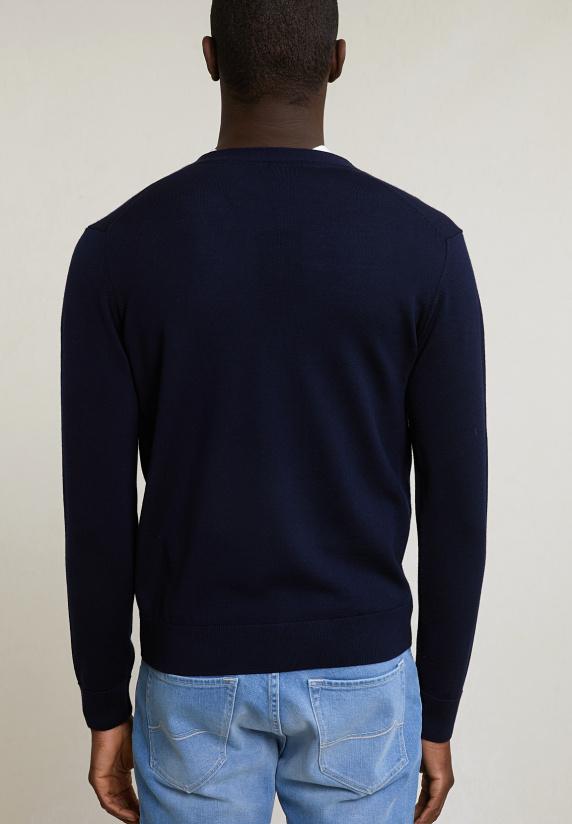 River Woods Custom Fit Merino V-hals Cardigan Navy