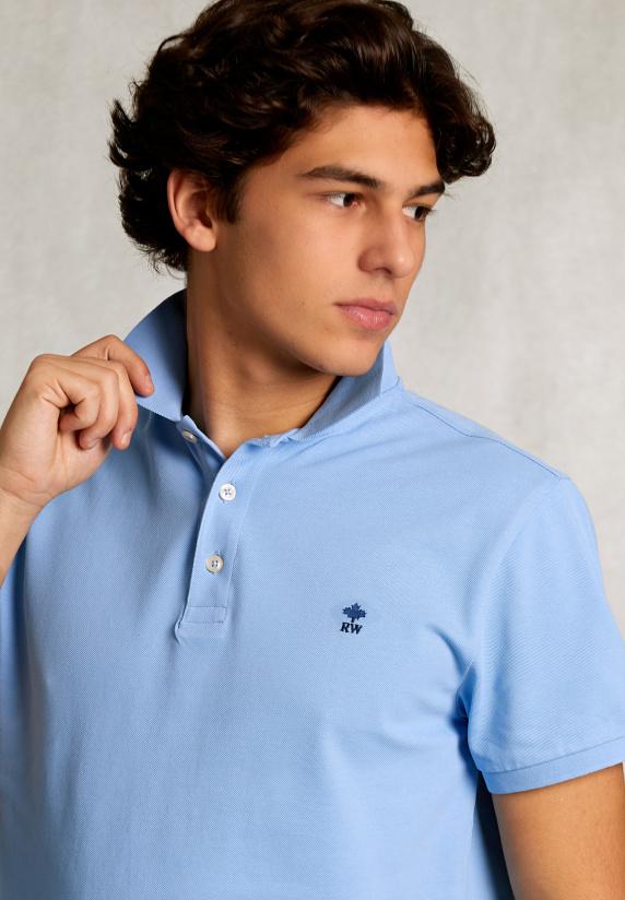 River Woods Custom Fit Pima Katoen Polo Bay Blue