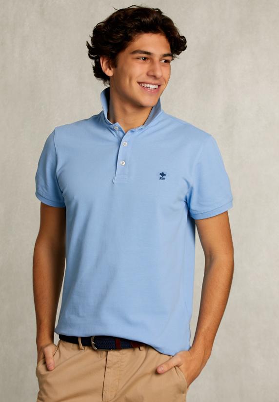 River Woods Custom Fit Pima Katoen Polo Bay Blue
