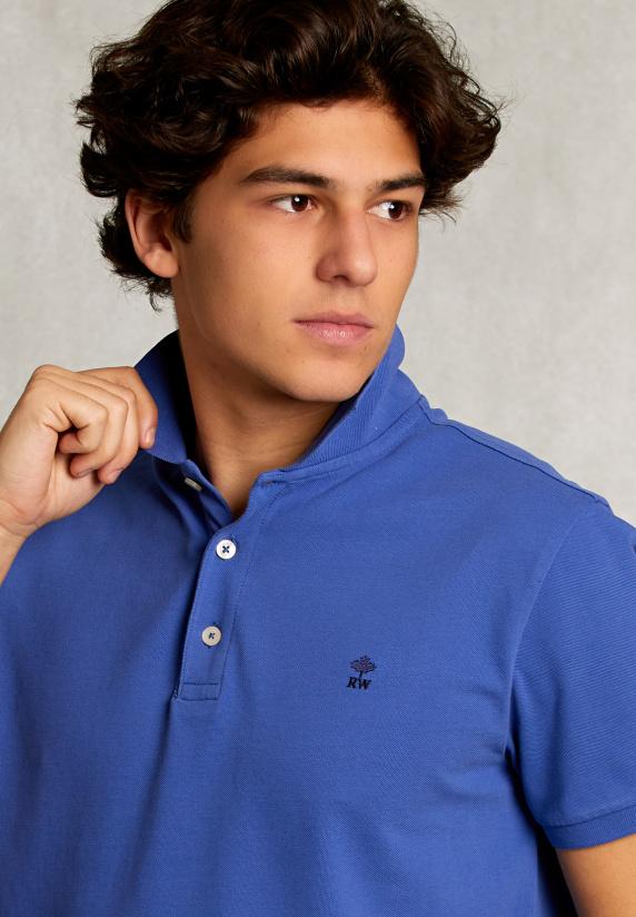 River Woods Custom Fit Pima Katoen Polo Deep Blue