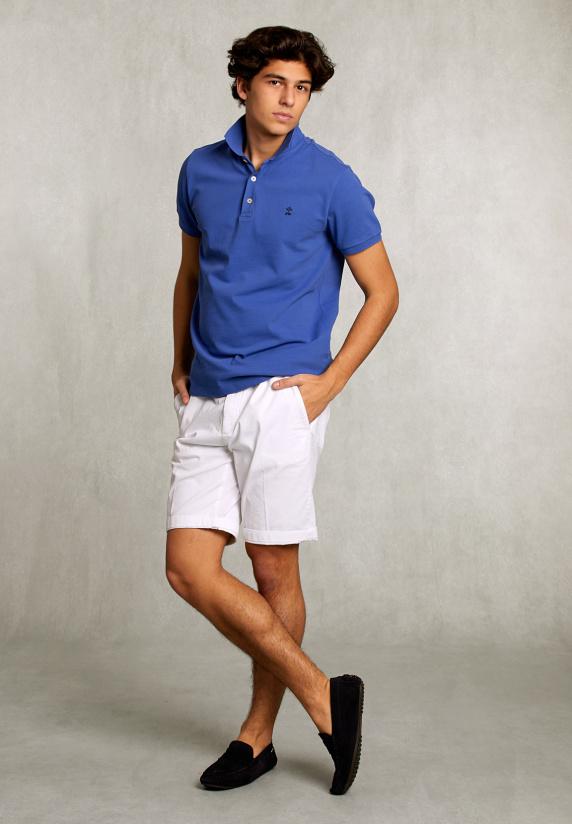 River Woods Custom Fit Pima Katoen Polo Deep Blue