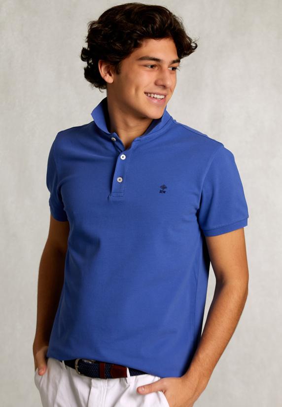 River Woods Custom Fit Pima Katoen Polo Deep Blue