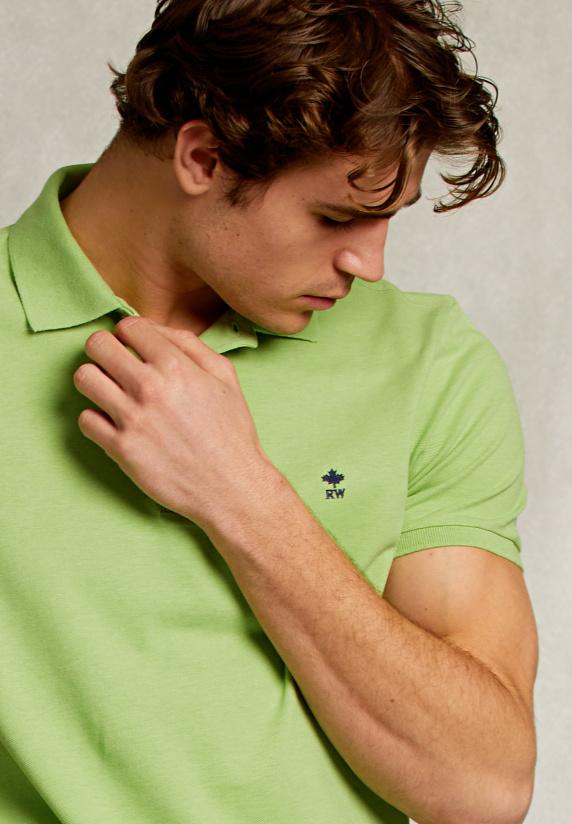 River Woods Custom Fit Pima Katoen Polo Lime Mix