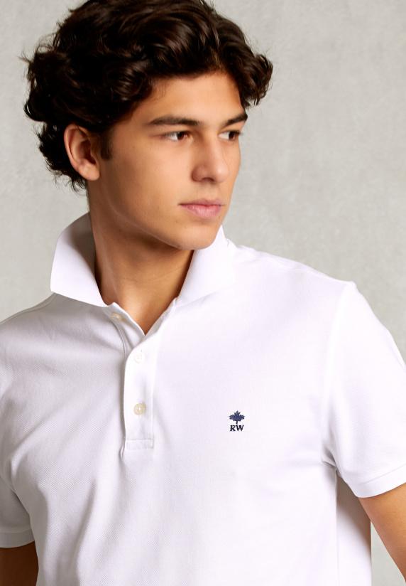 River Woods Custom Fit Pima Katoen Polo Wit