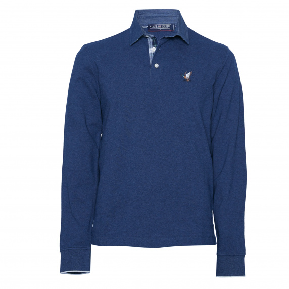 River Woods Custom Fit Polo In Katoen In Blauw