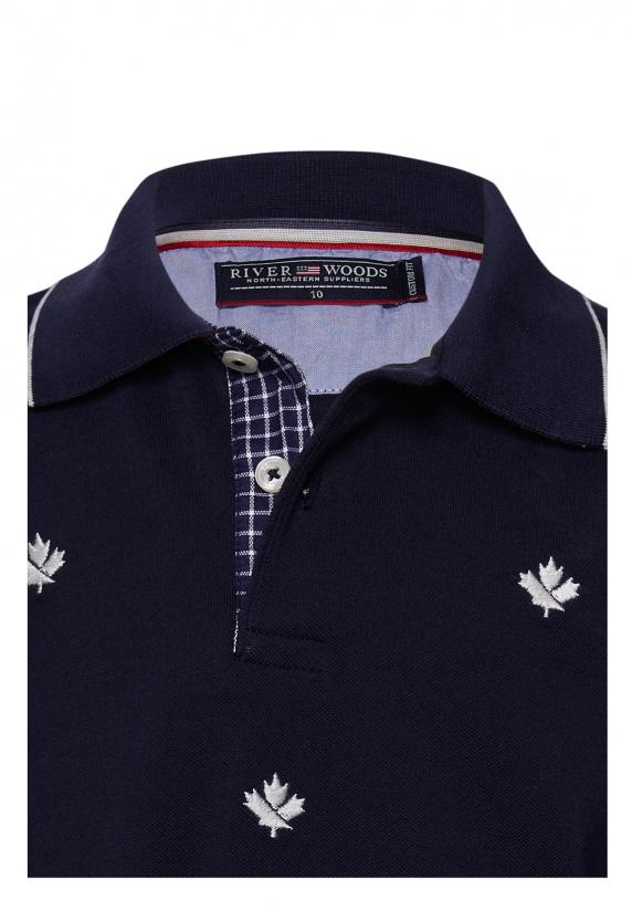 River Woods Custom Fit Polo In Katoen In Blauw