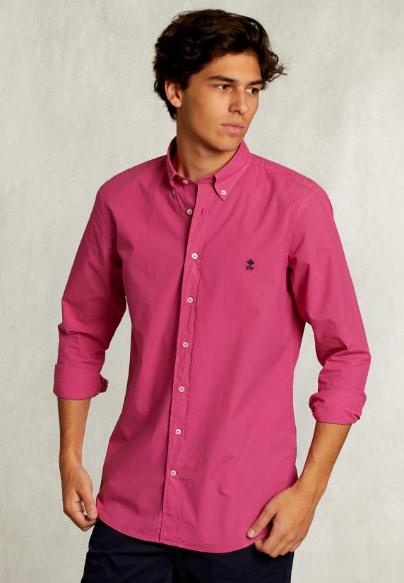 river woods Custom fit popeline hemd amaranth