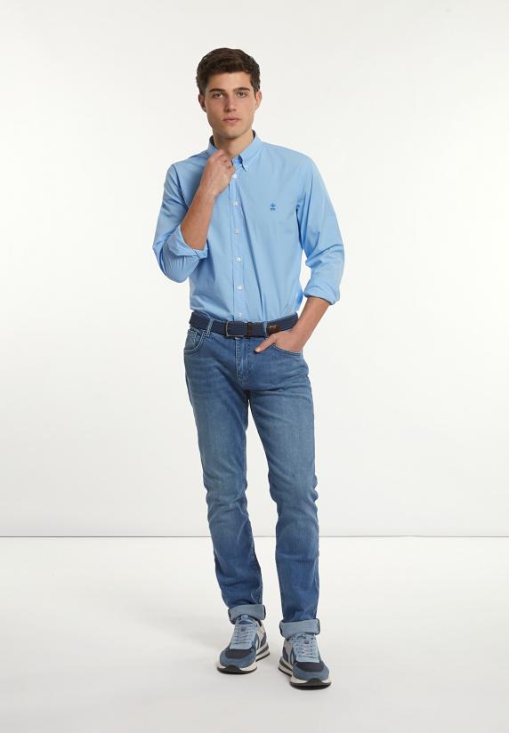 River Woods Custom Fit Popeline Hemd Bay Blue