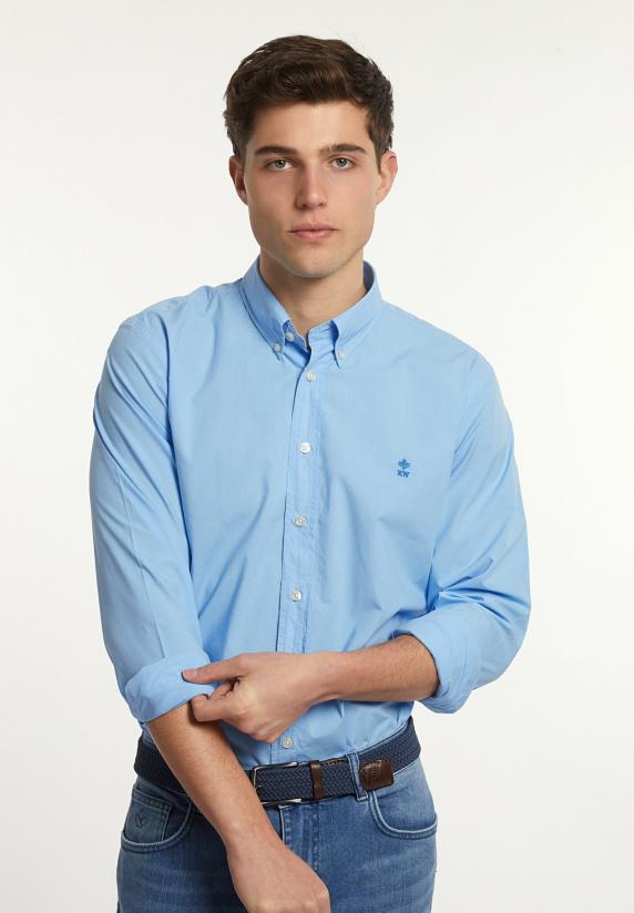 River Woods Custom Fit Popeline Hemd Bay Blue