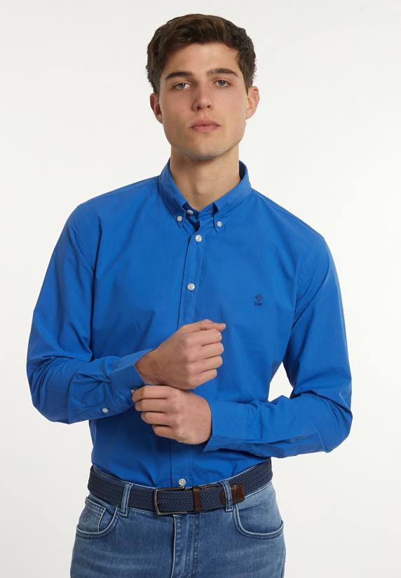 River Woods Custom Fit Popeline Hemd Evening Blue