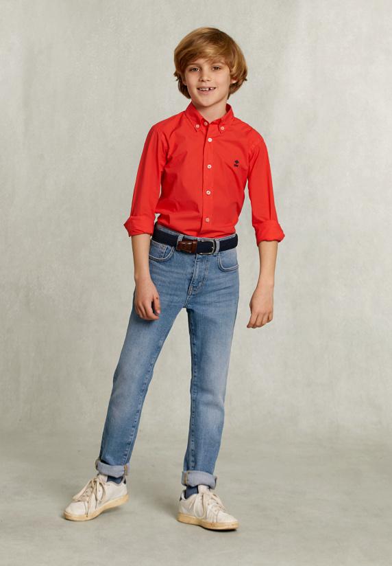 River Woods Custom Fit Popeline Hemd Pomegranate