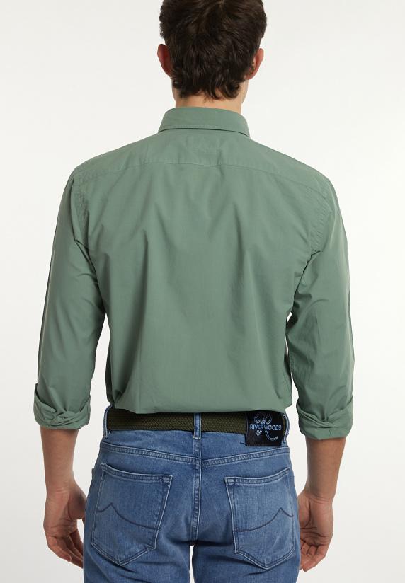 River Woods Custom Fit Popeline Hemd Safari Green