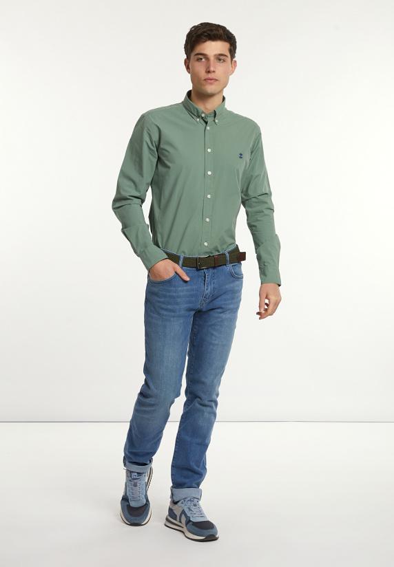 River Woods Custom Fit Popeline Hemd Safari Green