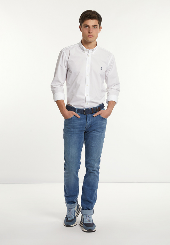 River Woods Custom Fit Popeline Hemd Wit