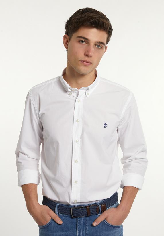 River Woods Custom Fit Popeline Hemd Wit