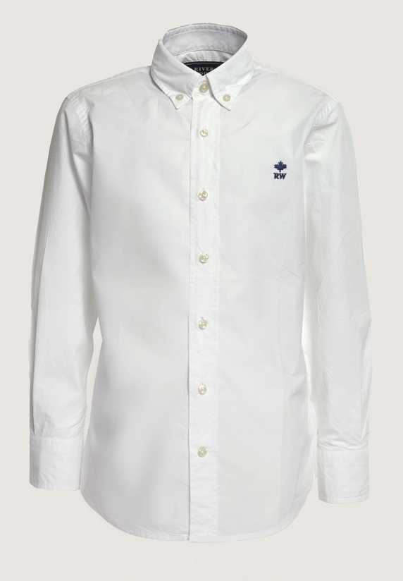 river woods Custom fit popeline hemd wit